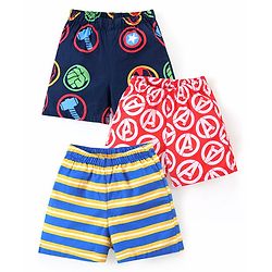 Babyhug Marvel Cotton Knit Boxers With Avengers Print Pack of 3 - Multicolor
