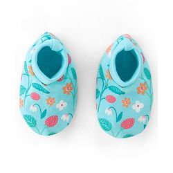 Babyhug 100% Cotton Knit Cap Mittens And Booties Floral Print - Blue