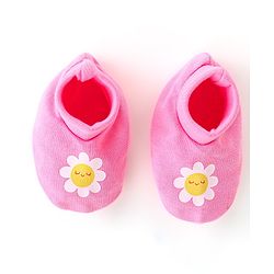 Babyhug 100% Cotton Knit Mittens and Booties Floral Print - Pink