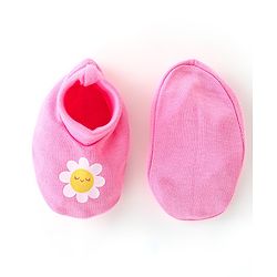Babyhug 100% Cotton Knit Mittens and Booties Floral Print - Pink
