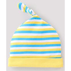 Babyhug 100% Cotton Knit Cap Animal Print Pack of 2 - Blue & Yellow