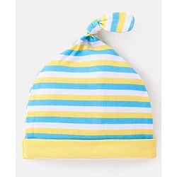 Babyhug 100% Cotton Knit Cap Animal Print Pack of 2 - Blue & Yellow