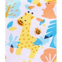 Babyhug 100% Cotton Knit Cap Animal Print Pack of 2 - Blue & Yellow