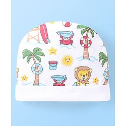 Babyhug 100% Cotton Cap Animal & Beach Print - Multicolour