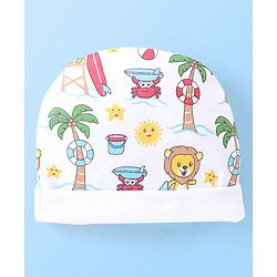 Babyhug 100% Cotton Cap Animal & Beach Print - Multicolour