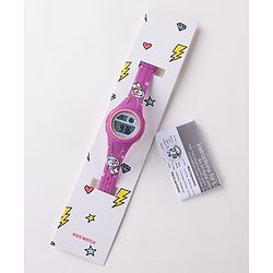 Babyhug Cat Print Digital Watch Free Size - Purple