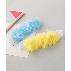 Babyhug Free Size Headbands With Flower Applique Pack of 2 - Blue & Yellow