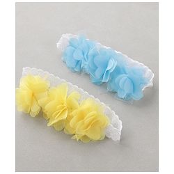 Babyhug Free Size Headbands With Flower Applique Pack of 2 - Blue & Yellow