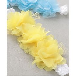 Babyhug Free Size Headbands With Flower Applique Pack of 2 - Blue & Yellow