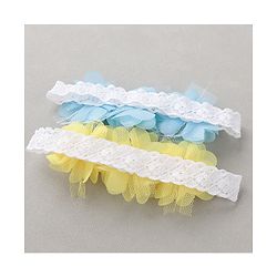 Babyhug Free Size Headbands With Flower Applique Pack of 2 - Blue & Yellow