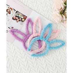 Babyhug Free Size Hair bands With Bunny Ears Applique Pack of 3 - Pink Purple & Blue