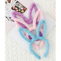 Babyhug Free Size Hair bands With Bunny Ears Applique Pack of 3 - Pink Purple & Blue