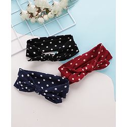 Babyhug Headbands With Polka Dots Design Pack of 3 - Black Blue & Red