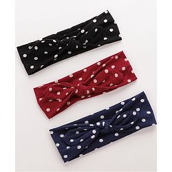 Babyhug Headbands With Polka Dots Design Pack of 3 - Black Blue & Red