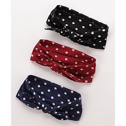 Babyhug Headbands With Polka Dots Design Pack of 3 - Black Blue & Red