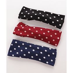 Babyhug Headbands With Polka Dots Design Pack of 3 - Black Blue & Red