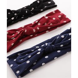 Babyhug Headbands With Polka Dots Design Pack of 3 - Black Blue & Red