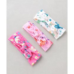 Babyhug Free Size Headbands With Bow Applique Pack of 3 - Pink & White
