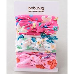 Babyhug Free Size Headbands With Bow Applique Pack of 3 - Pink & White