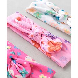 Babyhug Free Size Headbands With Bow Applique Pack of 3 - Pink & White