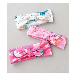 Babyhug Free Size Headbands With Bow Applique Pack of 3 - Pink & White