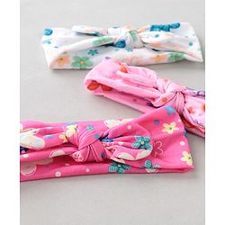 Babyhug Free Size Headbands With Bow Applique Pack of 3 - Pink & White