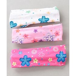 Babyhug Free Size Headbands With Bow Applique Pack of 3 - Pink & White