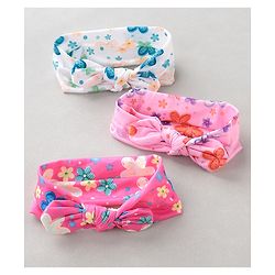 Babyhug Free Size Headbands With Bow Applique Pack of 3 - Pink & White