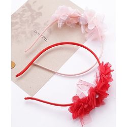 Babyhug Flower Applique Headbands Pack of 2 - Pink & Red