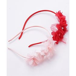 Babyhug Flower Applique Headbands Pack of 2 - Pink & Red