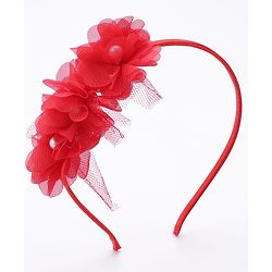 Babyhug Flower Applique Headbands Pack of 2 - Pink & Red