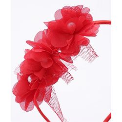 Babyhug Flower Applique Headbands Pack of 2 - Pink & Red