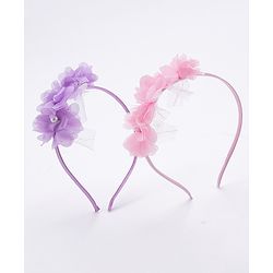 Babyhug Flower Applique Headbands Pack of 2 - Pink & Red