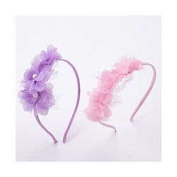 Babyhug Flower Applique Headbands Pack of 2 - Pink & Red