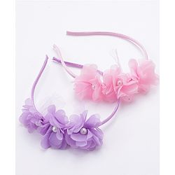 Babyhug Flower Applique Headbands Pack of 2 - Pink & Red