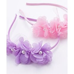 Babyhug Flower Applique Headbands Pack of 2 - Pink & Red