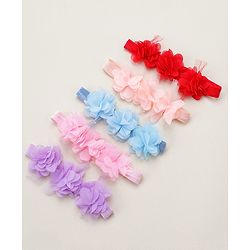 Babyhug Free Size Headbands With Flower Applique Pack of 5 - Multicolour