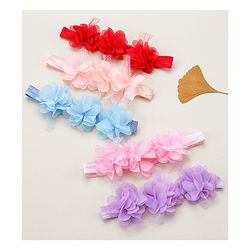 Babyhug Free Size Headbands With Flower Applique Pack of 5 - Multicolour