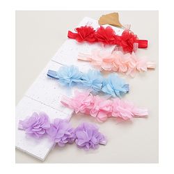 Babyhug Free Size Headbands With Flower Applique Pack of 5 - Multicolour
