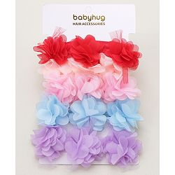 Babyhug Free Size Headbands With Flower Applique Pack of 5 - Multicolour