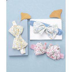 Babyhug Free Size Headbands With Bow Applique Pack of 3 - Pink Blue & Yellow