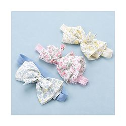 Babyhug Free Size Headbands With Bow Applique Pack of 3 - Pink Blue & Yellow