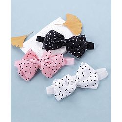 Babyhug Bow Applique Headbands Pack of 3 - Pink White & Black
