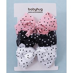 Babyhug Bow Applique Headbands Pack of 3 - Pink White & Black