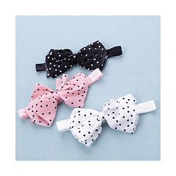 Babyhug Bow Applique Headbands Pack of 3 - Pink White & Black