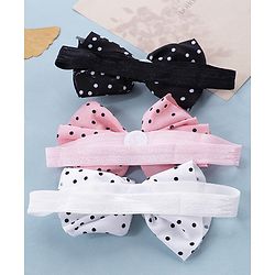 Babyhug Bow Applique Headbands Pack of 3 - Pink White & Black