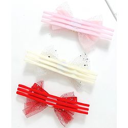 Babyhug Free Size Headbands With Bow Applique Pack of 3 - Pink Red & White
