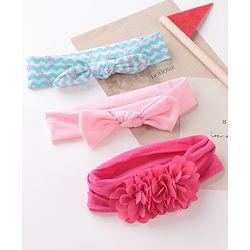 Babyhug Free Size Headbands With Flower & Bow Applique Pack of 3 - Multicolour