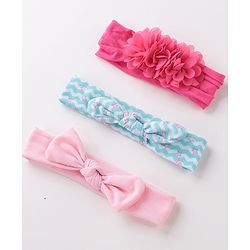 Babyhug Free Size Headbands With Flower & Bow Applique Pack of 3 - Multicolour