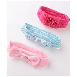 Babyhug Free Size Headbands With Flower & Bow Applique Pack of 3 - Multicolour
